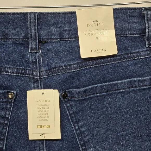 Women’s Straight Leg Dark Blue Jeans with Stud Embellishment - Picture 8 of 15